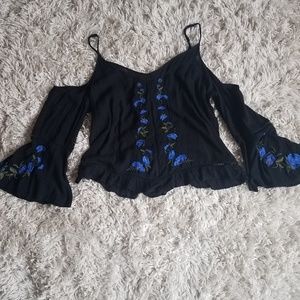 Black America eagle cold shoulder Blouse